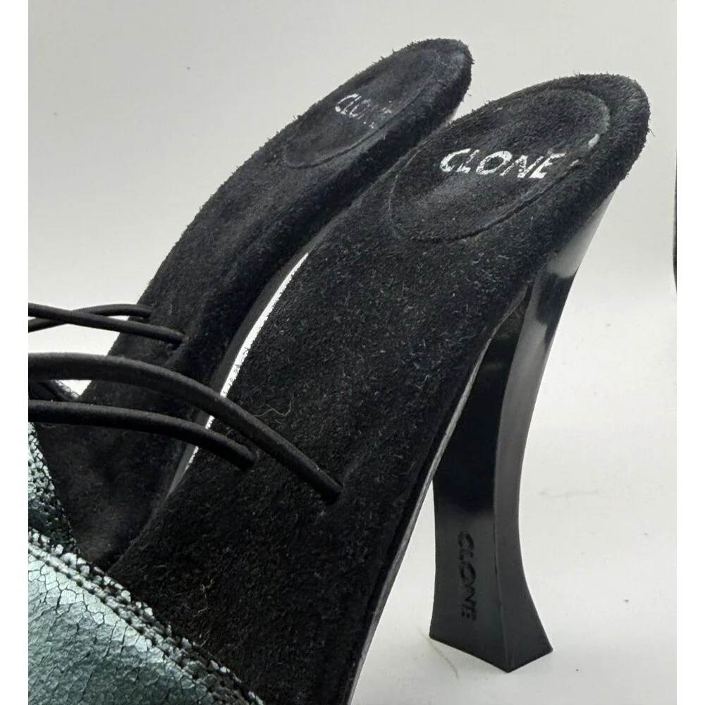 ✨👠 Bruno Bordese Italy Leather Cone High Heels Vintage Party Sandals Size 35 🇮